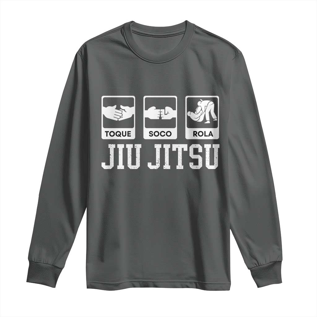 Funny BJJ Long Sleeve Shirt Toque Soco Rola Brazilian Jiu Jitsu TS10 Dark Heather Print Your Wear