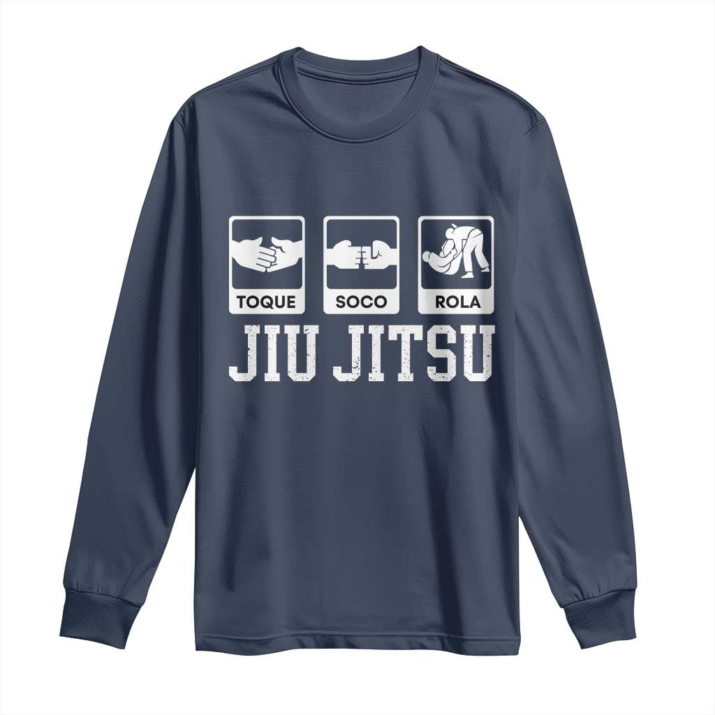 Funny BJJ Long Sleeve Shirt Toque Soco Rola Brazilian Jiu Jitsu TS10 Navy Print Your Wear