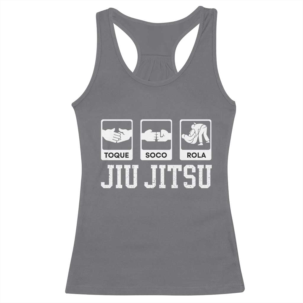 Funny BJJ Racerback Tank Top Toque Soco Rola Brazilian Jiu Jitsu TS10 Charcoal Print Your Wear