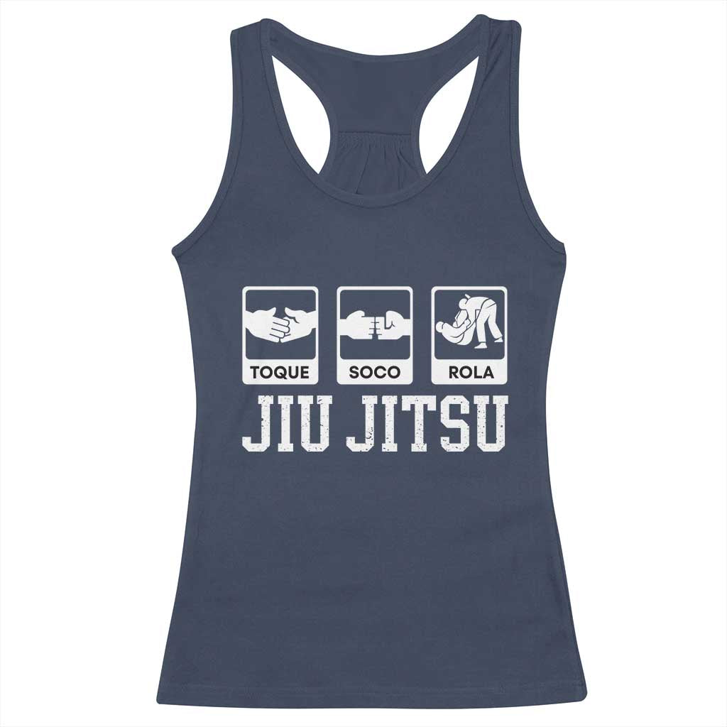 Funny BJJ Racerback Tank Top Toque Soco Rola Brazilian Jiu Jitsu TS10 Navy Print Your Wear