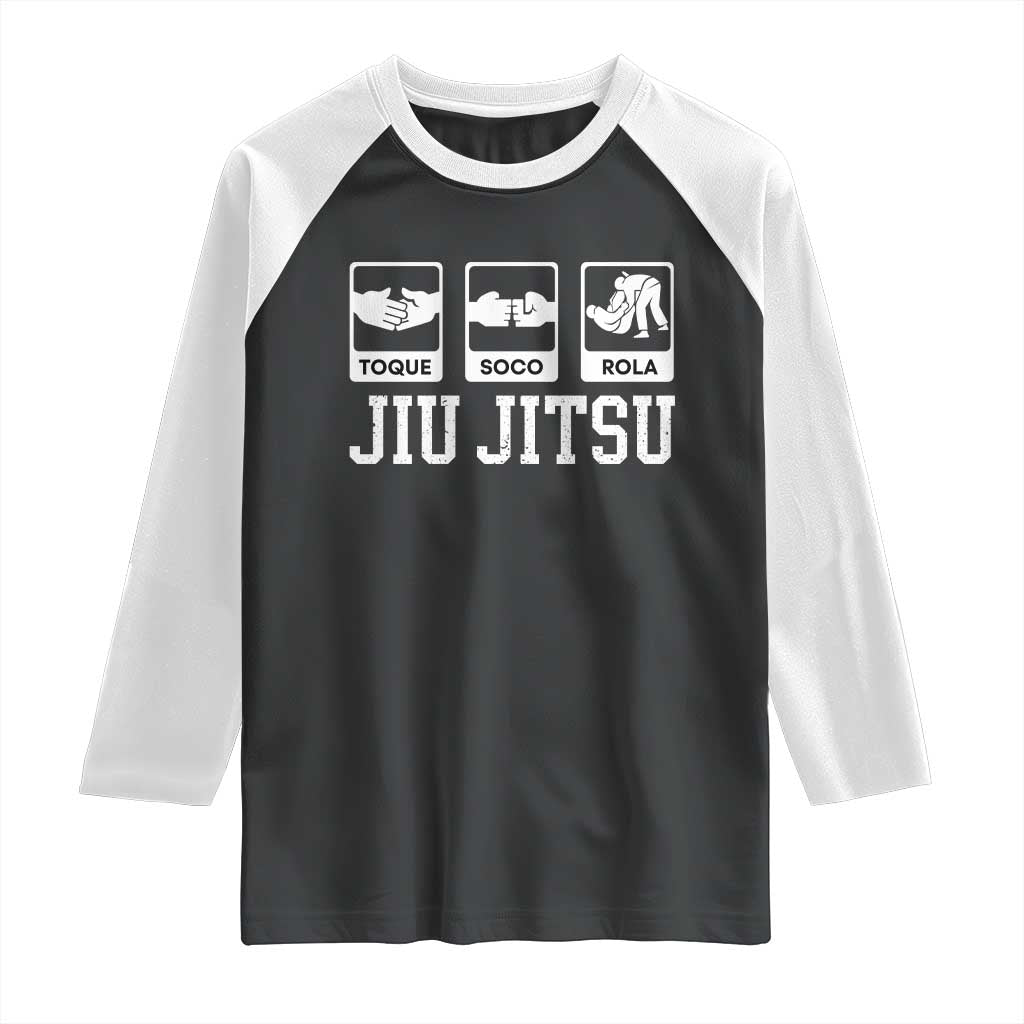 Funny BJJ Raglan Shirt Toque Soco Rola Brazilian Jiu Jitsu TS10 Black White Print Your Wear