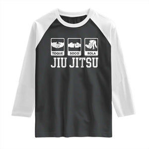 Funny BJJ Raglan Shirt Toque Soco Rola Brazilian Jiu Jitsu TS10 Black White Print Your Wear