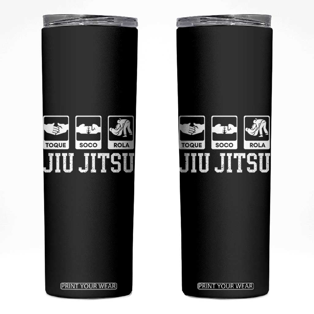 Funny BJJ Skinny Tumbler Toque Soco Rola Brazilian Jiu Jitsu TS10 Black Print Your Wear