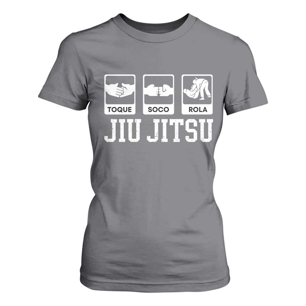 Funny BJJ T Shirt For Women Toque Soco Rola Brazilian Jiu Jitsu TS10 Charcoal Print Your Wear