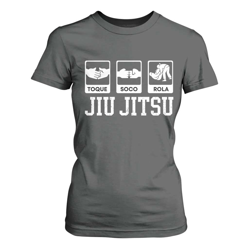 Funny BJJ T Shirt For Women Toque Soco Rola Brazilian Jiu Jitsu TS10 Dark Heather Print Your Wear