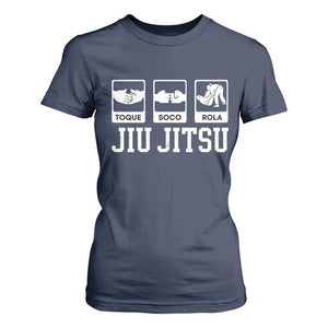 Funny BJJ T Shirt For Women Toque Soco Rola Brazilian Jiu Jitsu TS10 Navy Print Your Wear