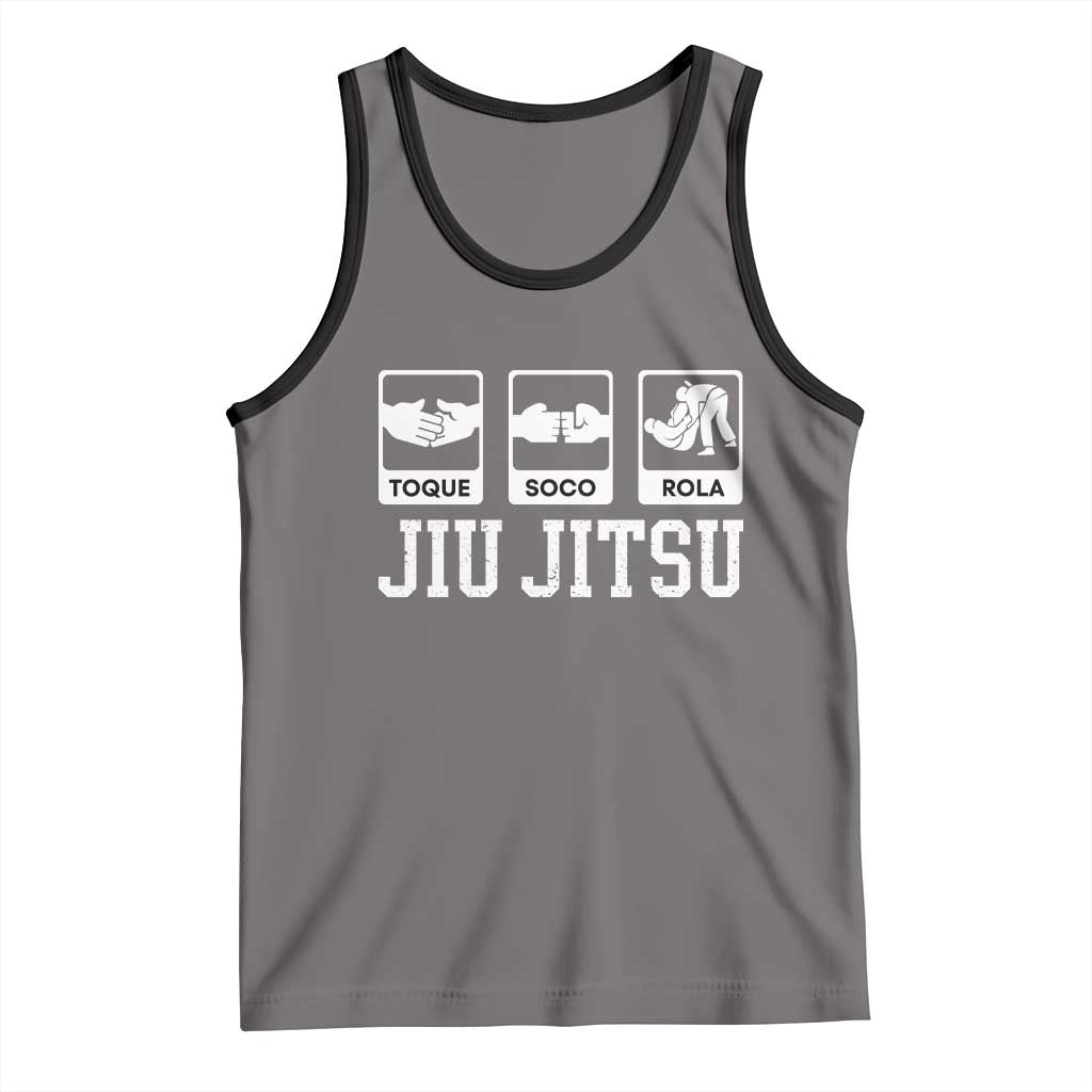 Funny BJJ Tank Top Toque Soco Rola Brazilian Jiu Jitsu TS10 Deep Heather Black Print Your Wear