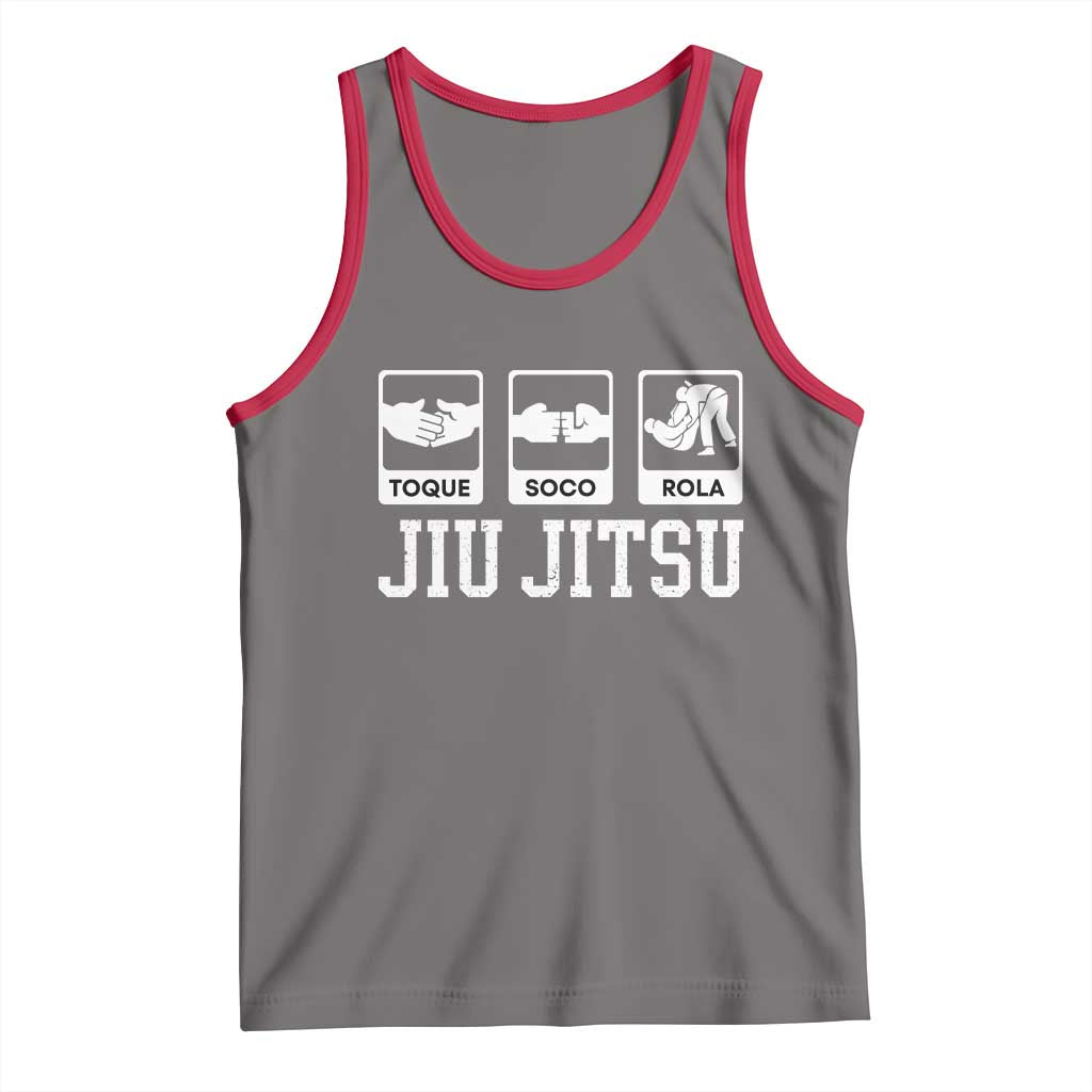 Funny BJJ Tank Top Toque Soco Rola Brazilian Jiu Jitsu TS10 Deep Heather Red Print Your Wear