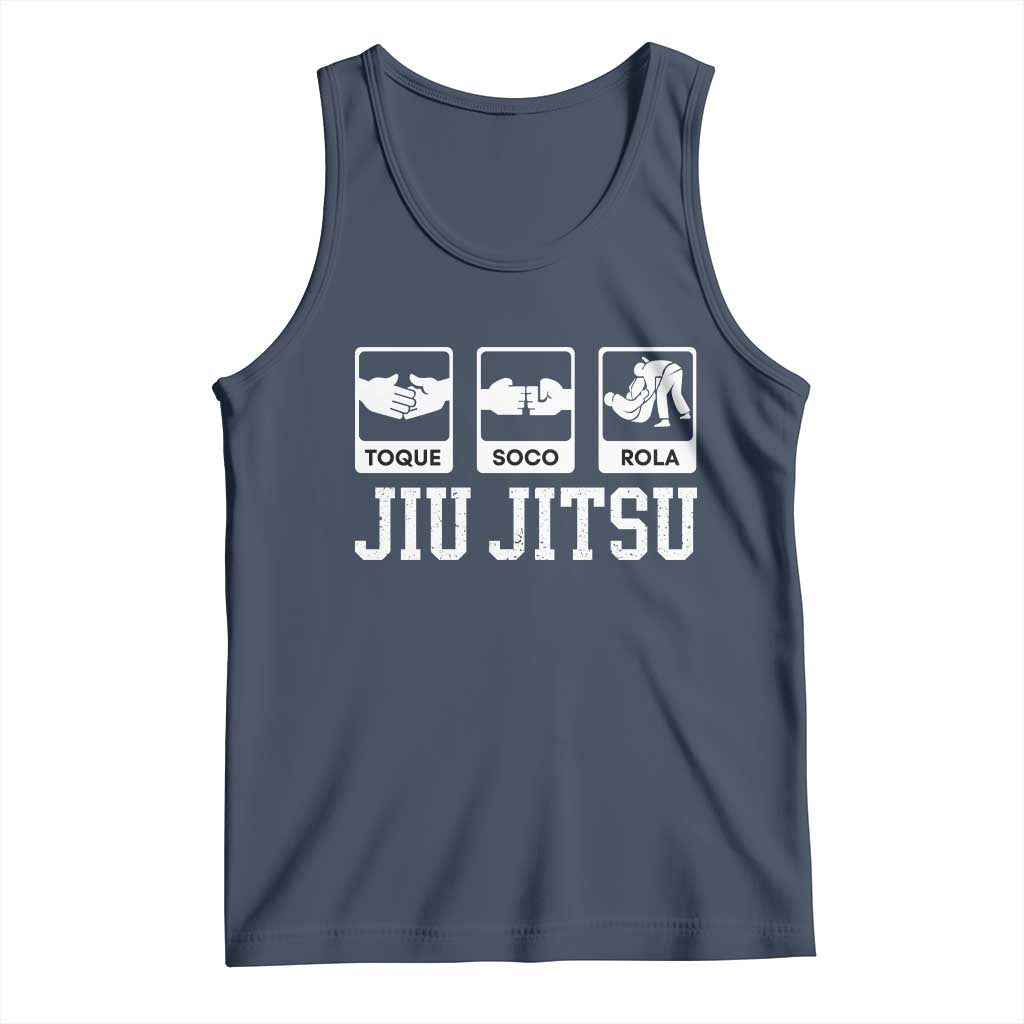 Funny BJJ Tank Top Toque Soco Rola Brazilian Jiu Jitsu TS10 Navy Print Your Wear