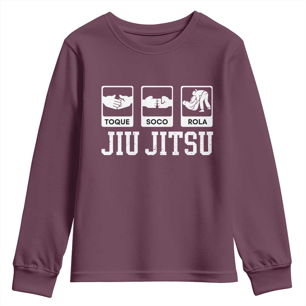 Funny BJJ Youth Sweatshirt Toque Soco Rola Brazilian Jiu Jitsu TS10 Maroon Print Your Wear