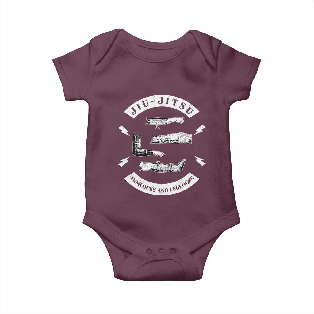 Vintage Jiu Jitsu Baby Onesie Armlocks and Leglocks BJJ Grappling Fans TS10 Maroon Print Your Wear