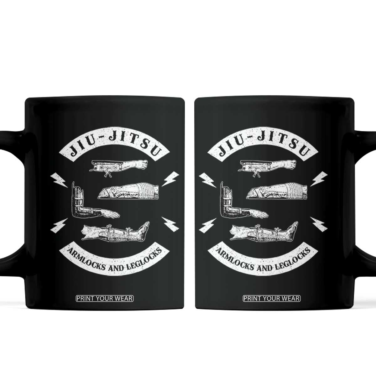 Vintage Jiu Jitsu Coffee Mug Armlocks and Leglocks BJJ Grappling Fans TS10 Black Print Your Wear