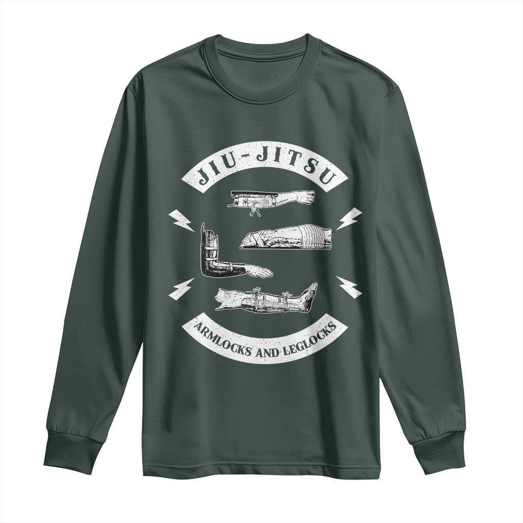 Vintage Jiu Jitsu Long Sleeve Shirt Armlocks and Leglocks BJJ Grappling Fans TS10 Dark Forest Green Print Your Wear