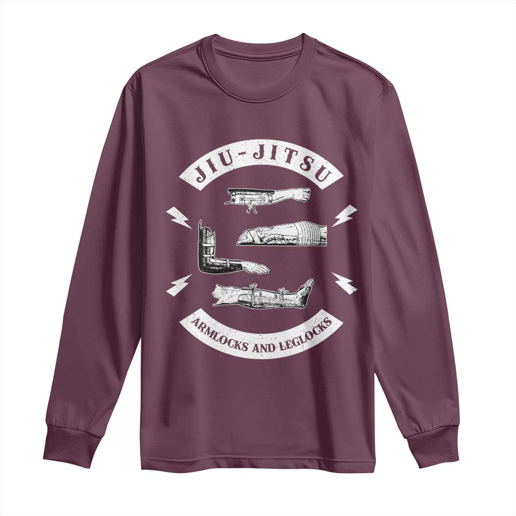 Vintage Jiu Jitsu Long Sleeve Shirt Armlocks and Leglocks BJJ Grappling Fans TS10 Maroon Print Your Wear