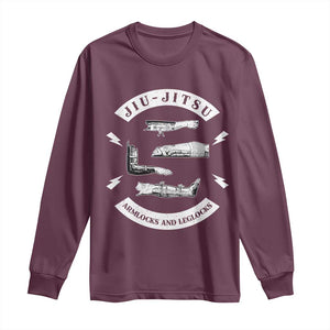 Vintage Jiu Jitsu Long Sleeve Shirt Armlocks and Leglocks BJJ Grappling Fans TS10 Maroon Print Your Wear
