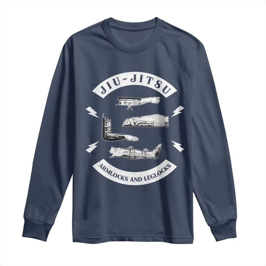 Vintage Jiu Jitsu Long Sleeve Shirt Armlocks and Leglocks BJJ Grappling Fans TS10 Navy Print Your Wear