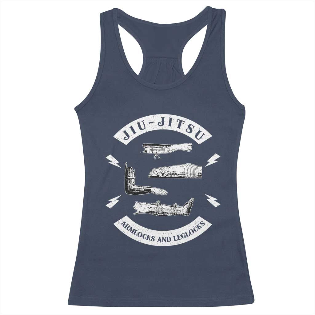 Vintage Jiu Jitsu Racerback Tank Top Armlocks and Leglocks BJJ Grappling Fans TS10 Navy Print Your Wear