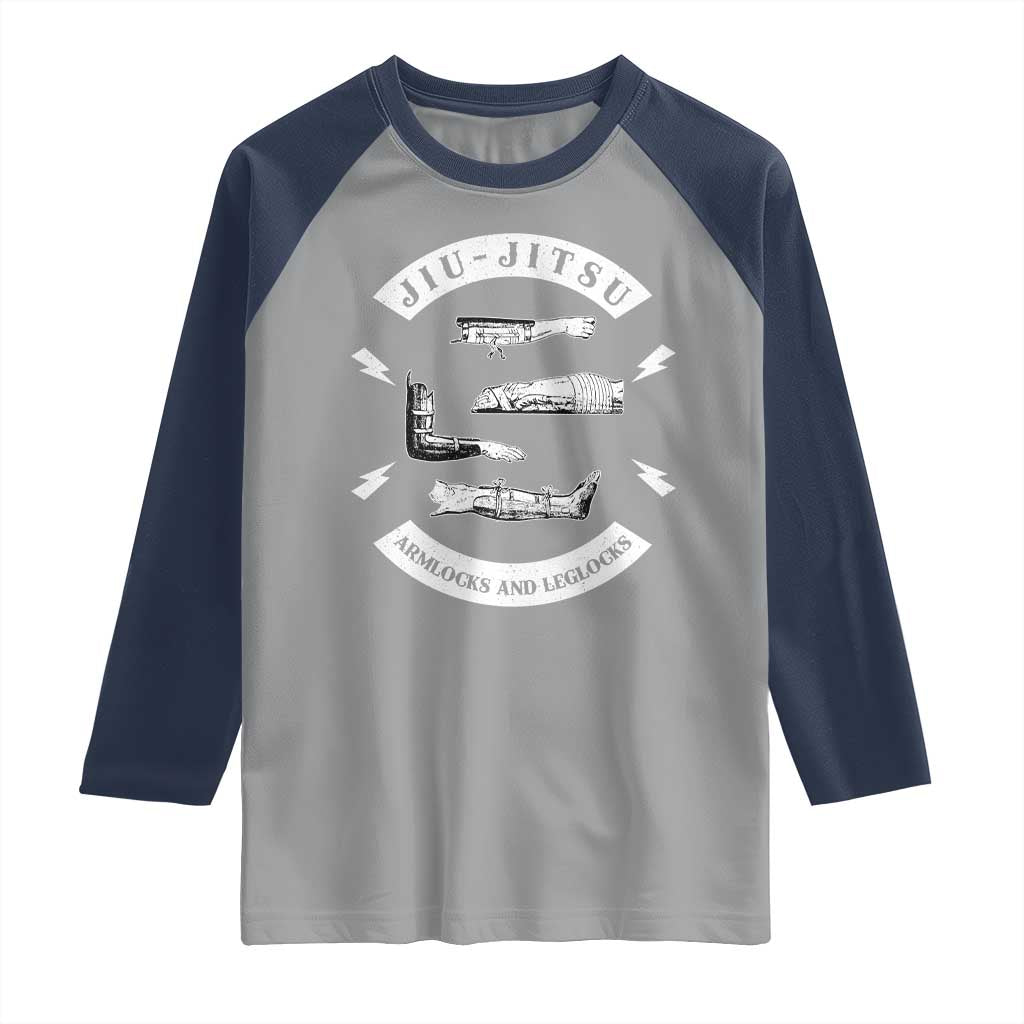 Vintage Jiu Jitsu Raglan Shirt Armlocks and Leglocks BJJ Grappling Fans TS10 Sport Gray Navy Print Your Wear