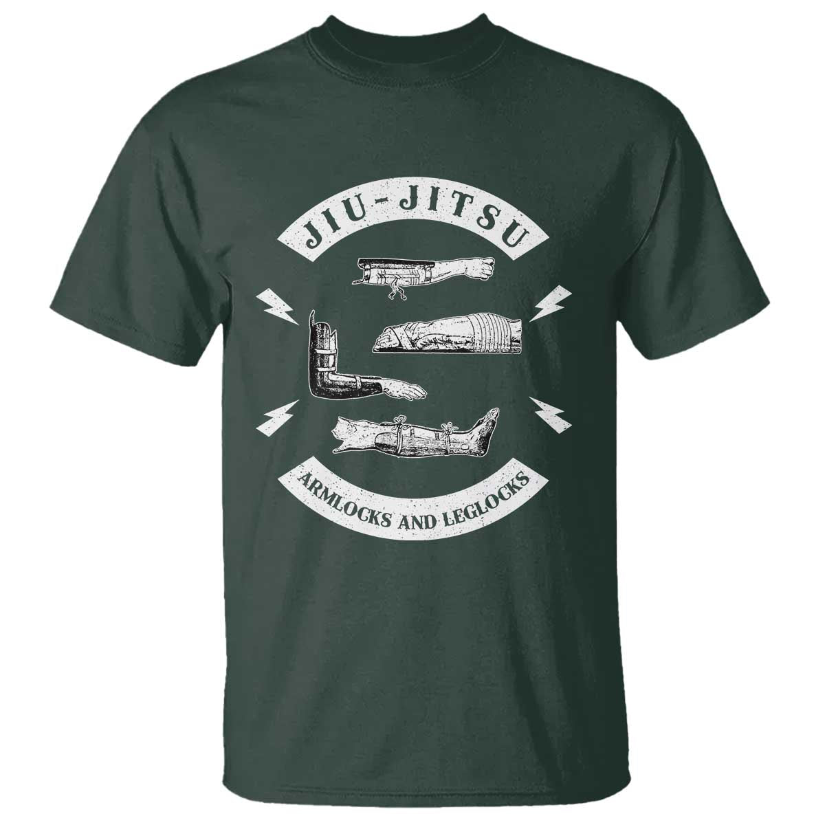 Vintage Jiu Jitsu T Shirt Armlocks and Leglocks BJJ Grappling Fans TS10 Dark Forest Green Print Your Wear