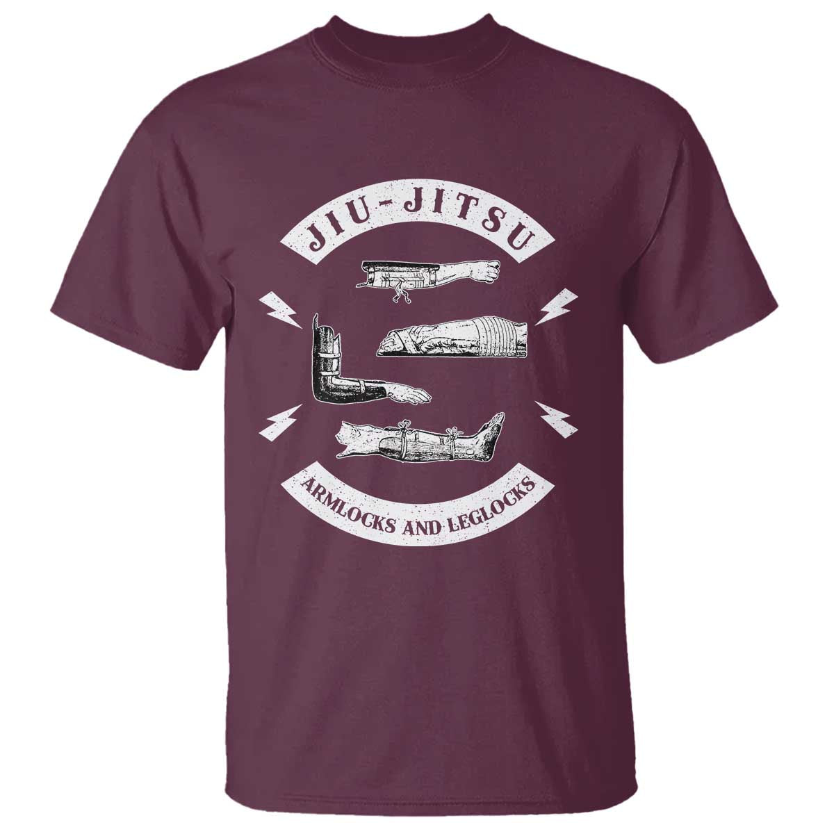 Vintage Jiu Jitsu T Shirt Armlocks and Leglocks BJJ Grappling Fans TS10 Maroon Print Your Wear