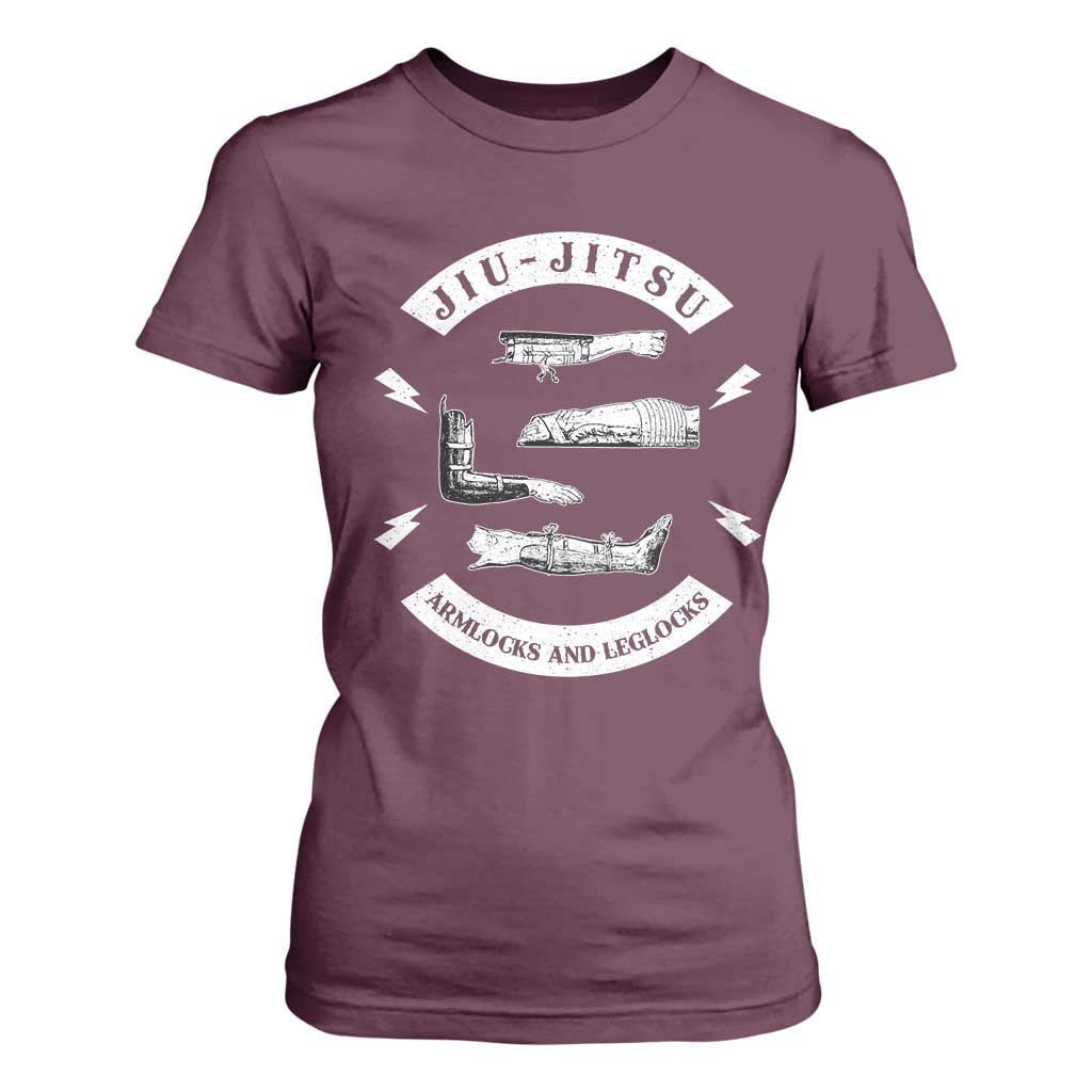 Vintage Jiu Jitsu T Shirt For Women Armlocks and Leglocks BJJ Grappling Fans TS10 Maroon Print Your Wear