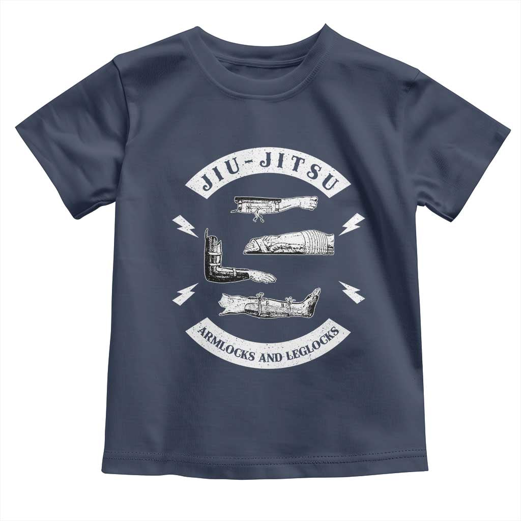 Vintage Jiu Jitsu Toddler T Shirt Armlocks and Leglocks BJJ Grappling Fans TS10 Navy Print Your Wear