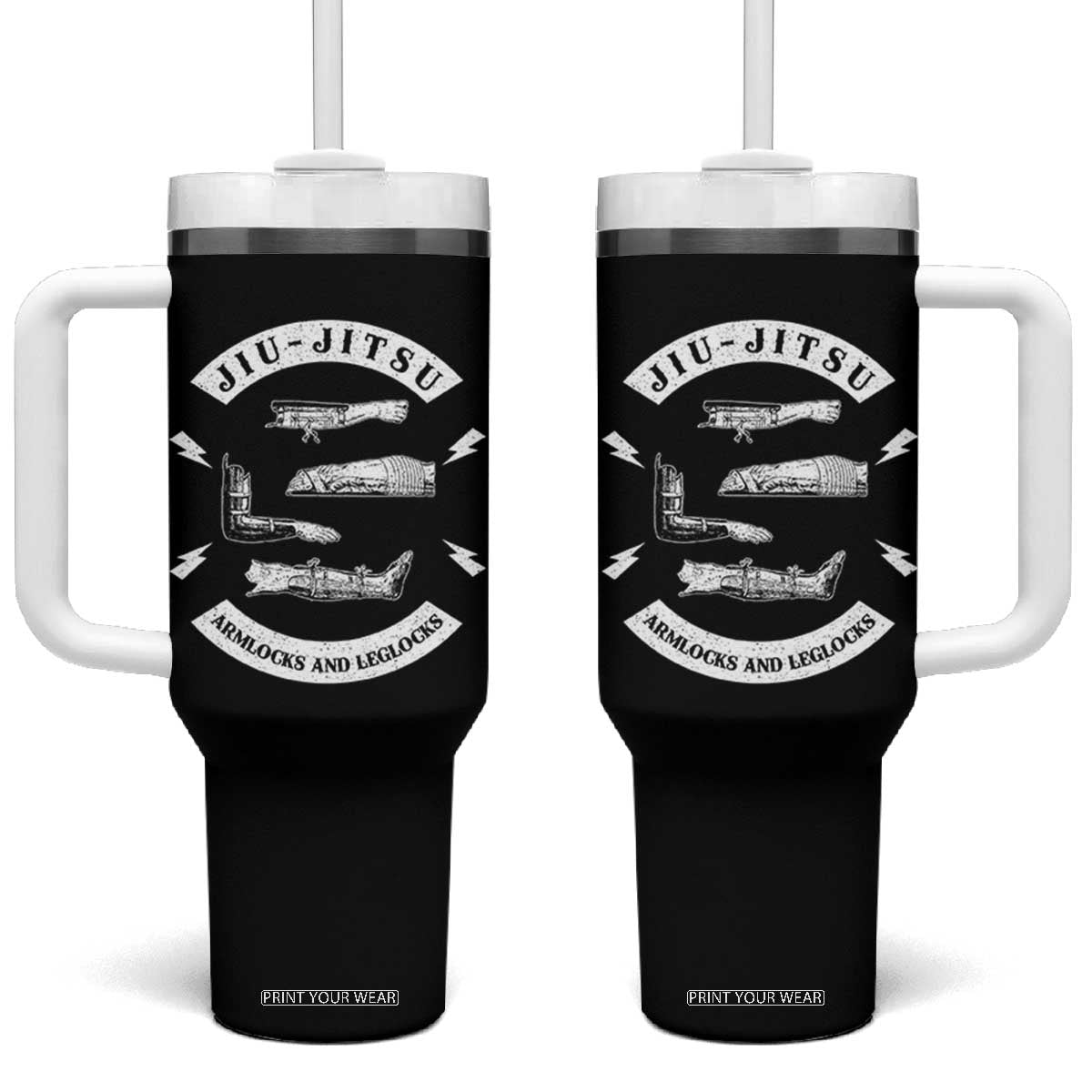 Vintage Jiu Jitsu Tumbler With Handle Armlocks and Leglocks BJJ Grappling Fans TS10 One Size: 40 oz Black Print Your Wear