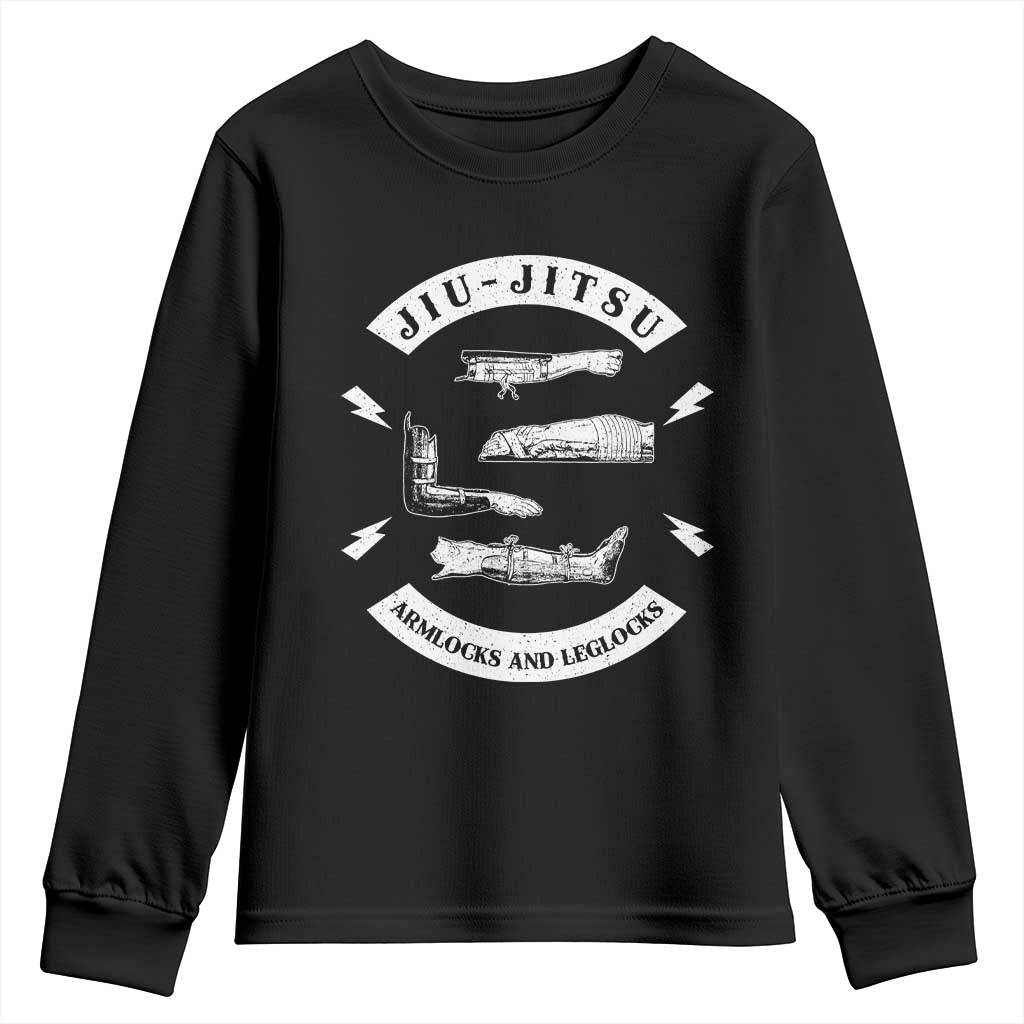Vintage Jiu Jitsu Youth Sweatshirt Armlocks and Leglocks BJJ Grappling Fans TS10 Black Print Your Wear