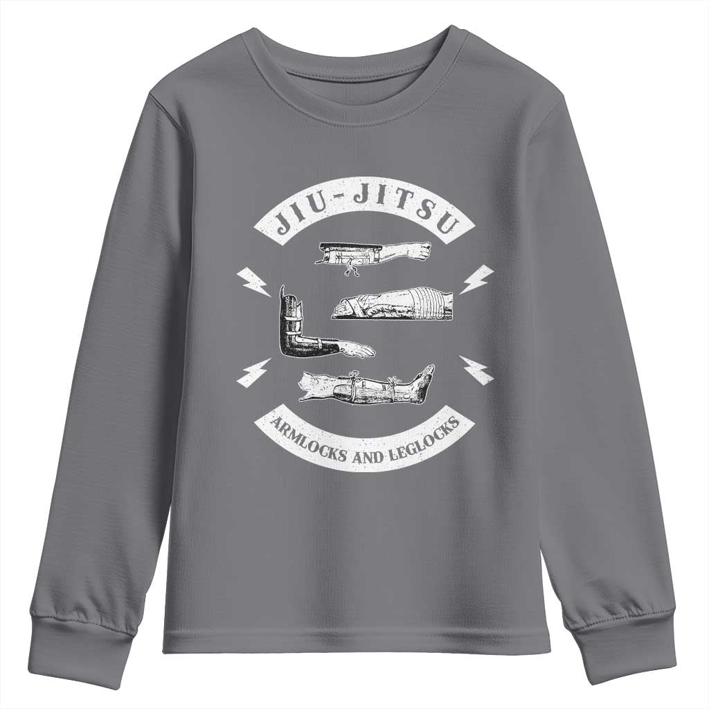 Vintage Jiu Jitsu Youth Sweatshirt Armlocks and Leglocks BJJ Grappling Fans TS10 Charcoal Print Your Wear