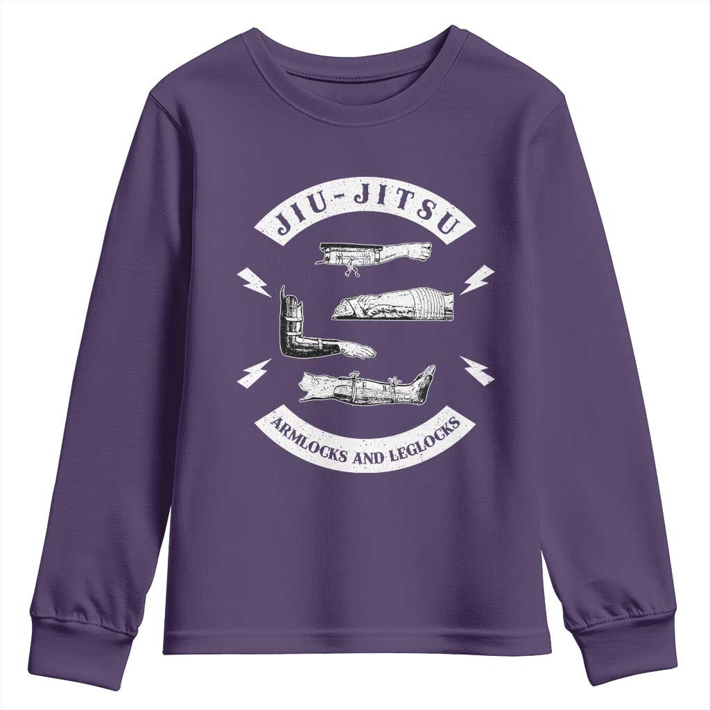 Vintage Jiu Jitsu Youth Sweatshirt Armlocks and Leglocks BJJ Grappling Fans TS10 Purple Print Your Wear