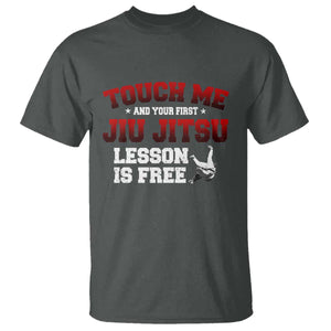 Brazilian BJJ T Shirt Touch Me First Jiu Jitsu Lesson Is Free TS10 Dark Heather Print Your Wear