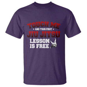 Brazilian BJJ T Shirt Touch Me First Jiu Jitsu Lesson Is Free TS10 Purple Print Your Wear
