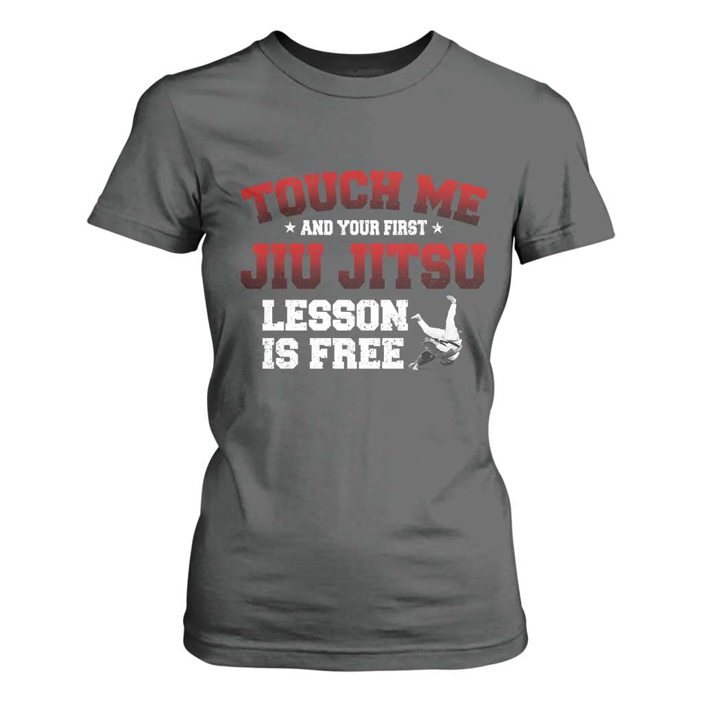 Brazilian BJJ T Shirt For Women Touch Me First Jiu Jitsu Lesson Is Free TS10 Dark Heather Print Your Wear