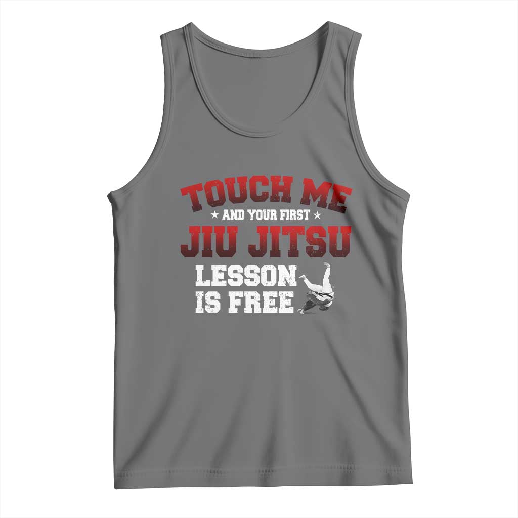 Brazilian BJJ Tank Top Touch Me First Jiu Jitsu Lesson Is Free TS10 Black Heather Print Your Wear