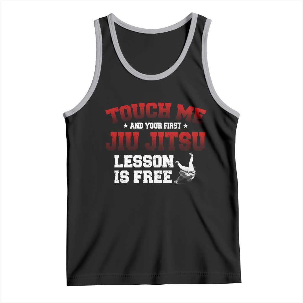 Brazilian BJJ Tank Top Touch Me First Jiu Jitsu Lesson Is Free TS10 Black Athletic Heather Print Your Wear