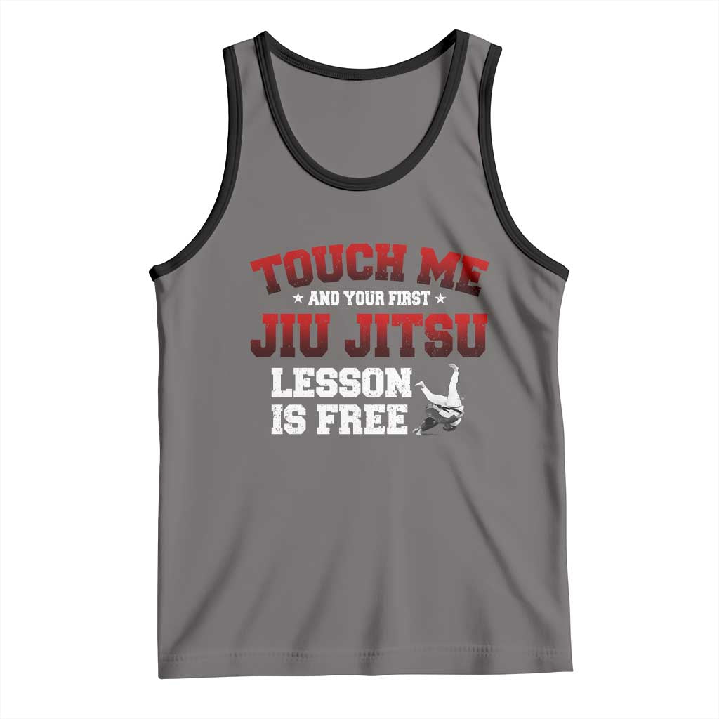 Brazilian BJJ Tank Top Touch Me First Jiu Jitsu Lesson Is Free TS10 Deep Heather Black Print Your Wear