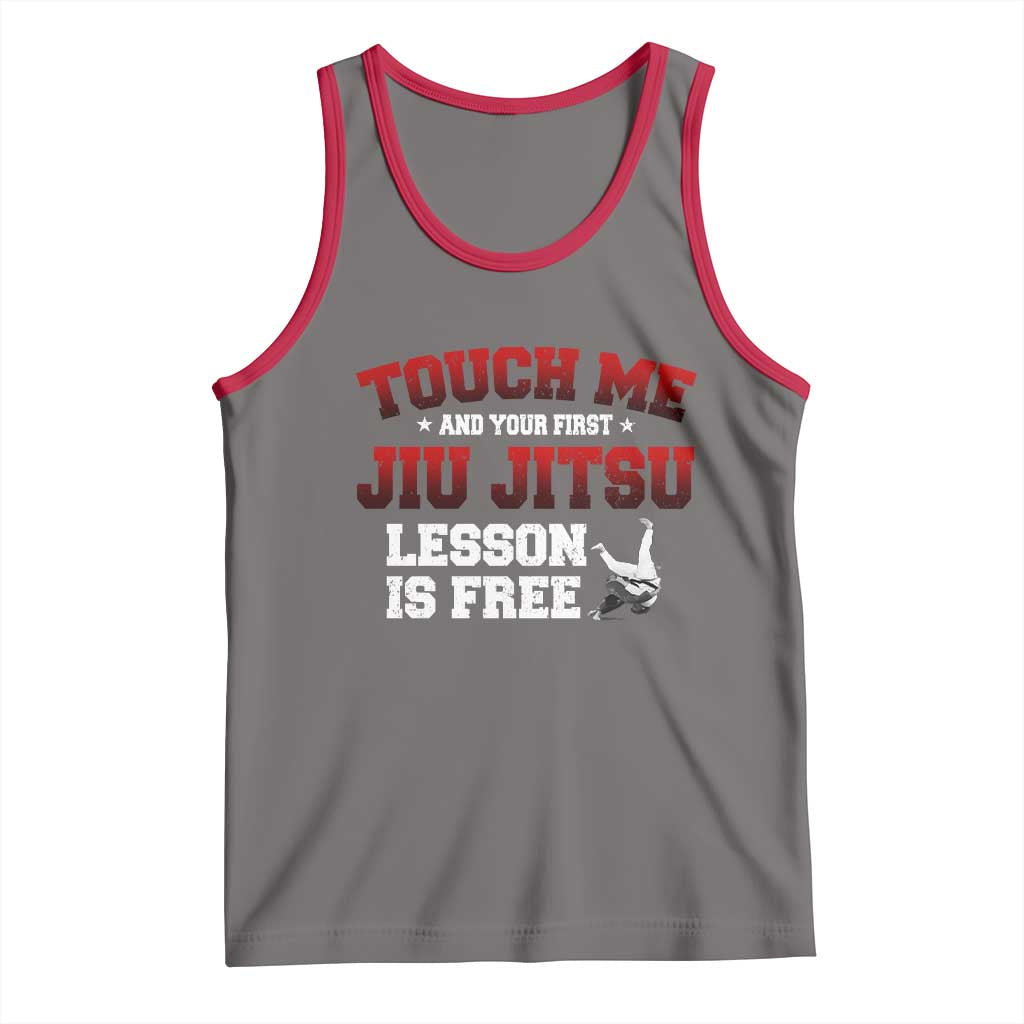 Brazilian BJJ Tank Top Touch Me First Jiu Jitsu Lesson Is Free TS10 Deep Heather Red Print Your Wear