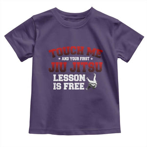 Brazilian BJJ Toddler T Shirt Touch Me First Jiu Jitsu Lesson Is Free TS10 Purple Print Your Wear