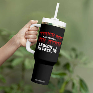 Brazilian BJJ Tumbler With Handle Touch Me First Jiu Jitsu Lesson Is Free TS10 Print Your Wear