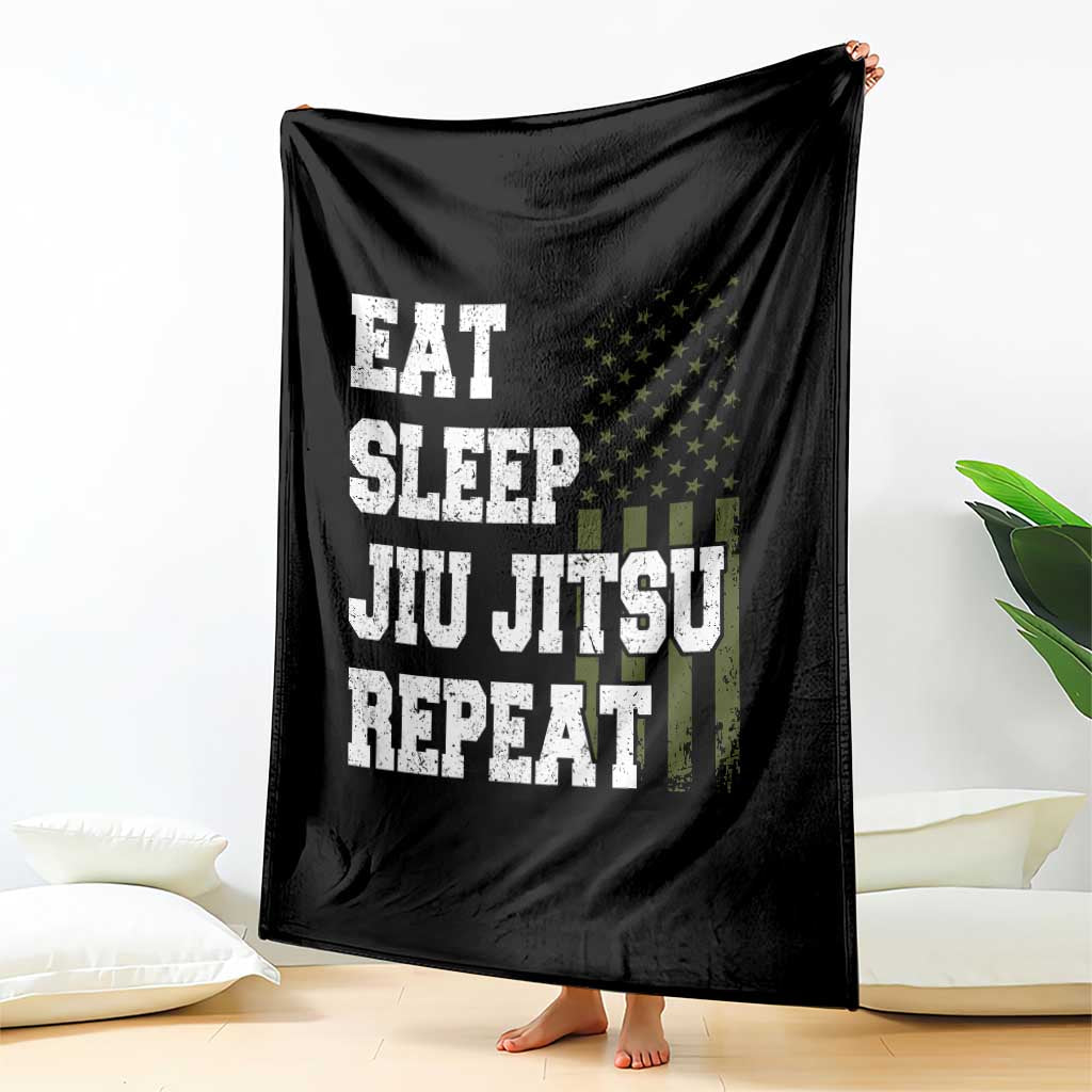Eat Sleep Jiu Jitsu Repeat Throw Blanket Cool JiuJitsu BJJ American Flag TS10 Print Your Wear