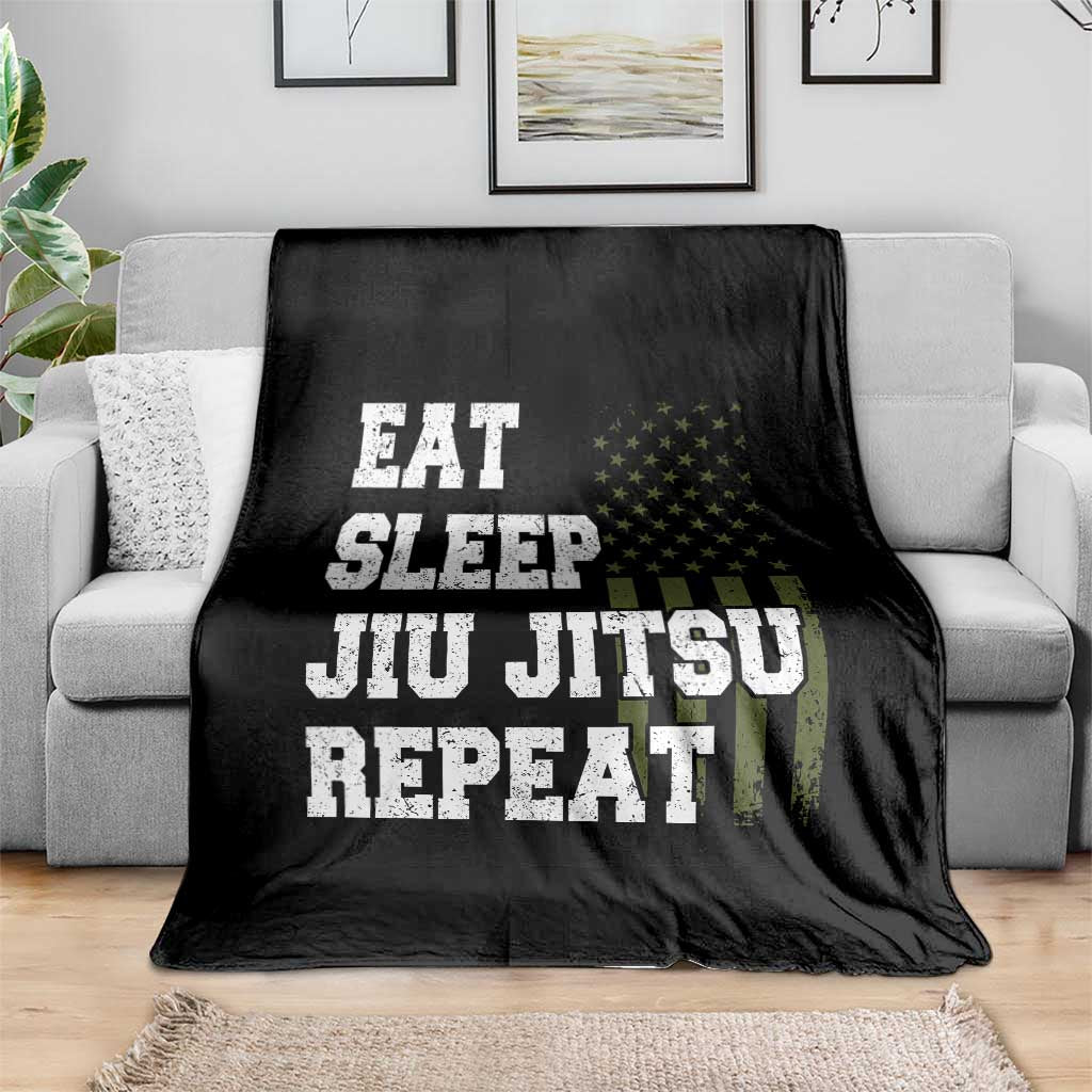 Eat Sleep Jiu Jitsu Repeat Throw Blanket Cool JiuJitsu BJJ American Flag TS10 Print Your Wear