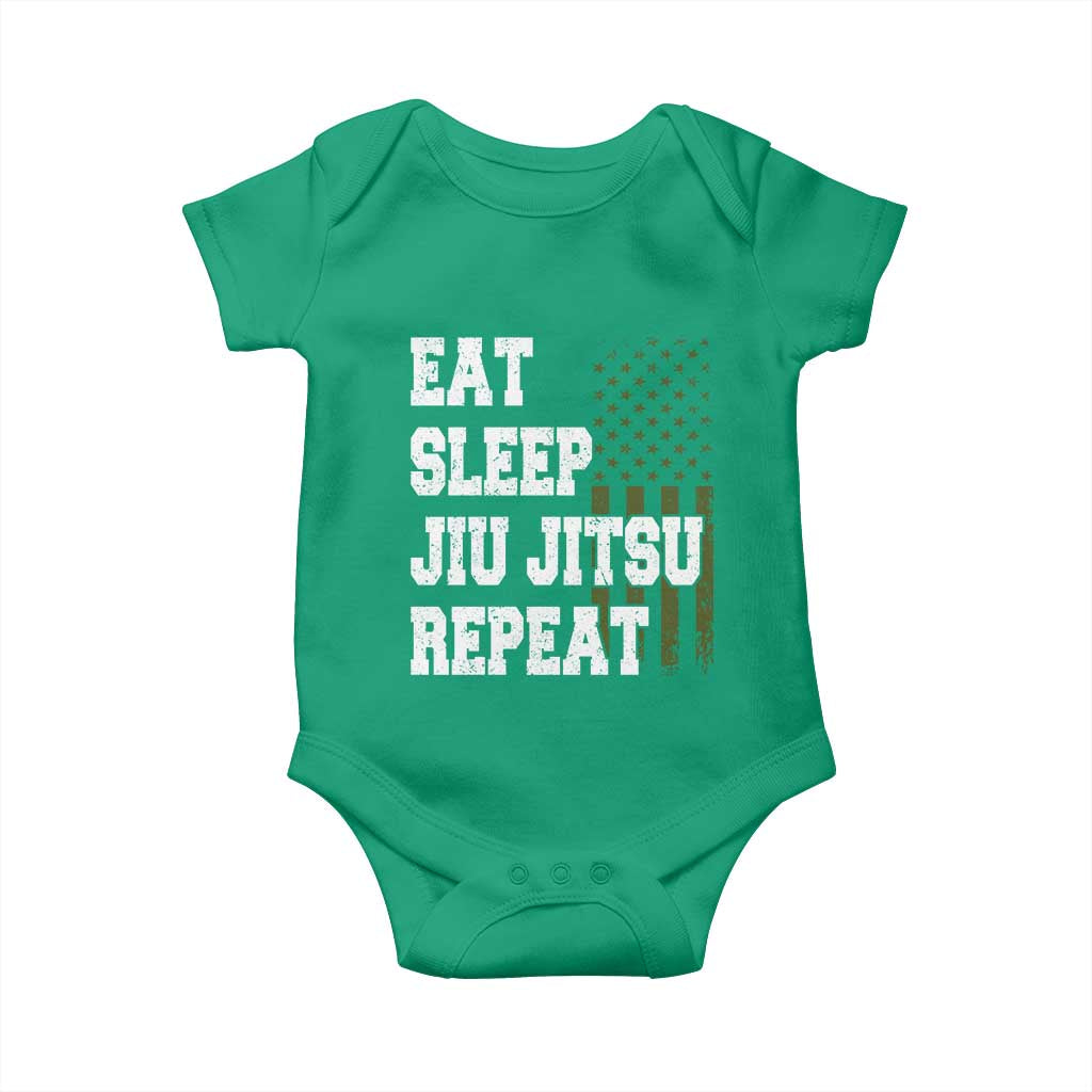 Eat Sleep Jiu Jitsu Repeat Baby Onesie Cool JiuJitsu BJJ American Flag TS10 Irish Green Print Your Wear