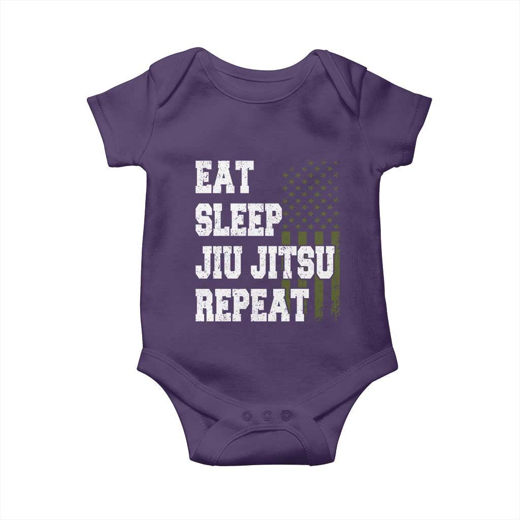 Eat Sleep Jiu Jitsu Repeat Baby Onesie Cool JiuJitsu BJJ American Flag TS10 Purple Print Your Wear