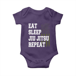 Eat Sleep Jiu Jitsu Repeat Baby Onesie Cool JiuJitsu BJJ American Flag TS10 Purple Print Your Wear