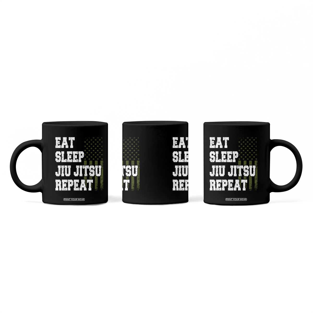 Eat Sleep Jiu Jitsu Repeat Coffee Mug Cool JiuJitsu BJJ American Flag TS10 Print Your Wear