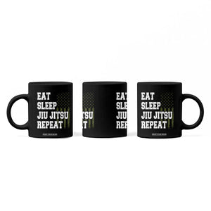 Eat Sleep Jiu Jitsu Repeat Coffee Mug Cool JiuJitsu BJJ American Flag TS10 Print Your Wear