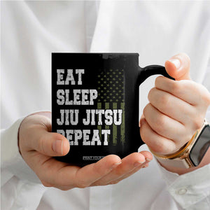 Eat Sleep Jiu Jitsu Repeat Coffee Mug Cool JiuJitsu BJJ American Flag TS10 Print Your Wear