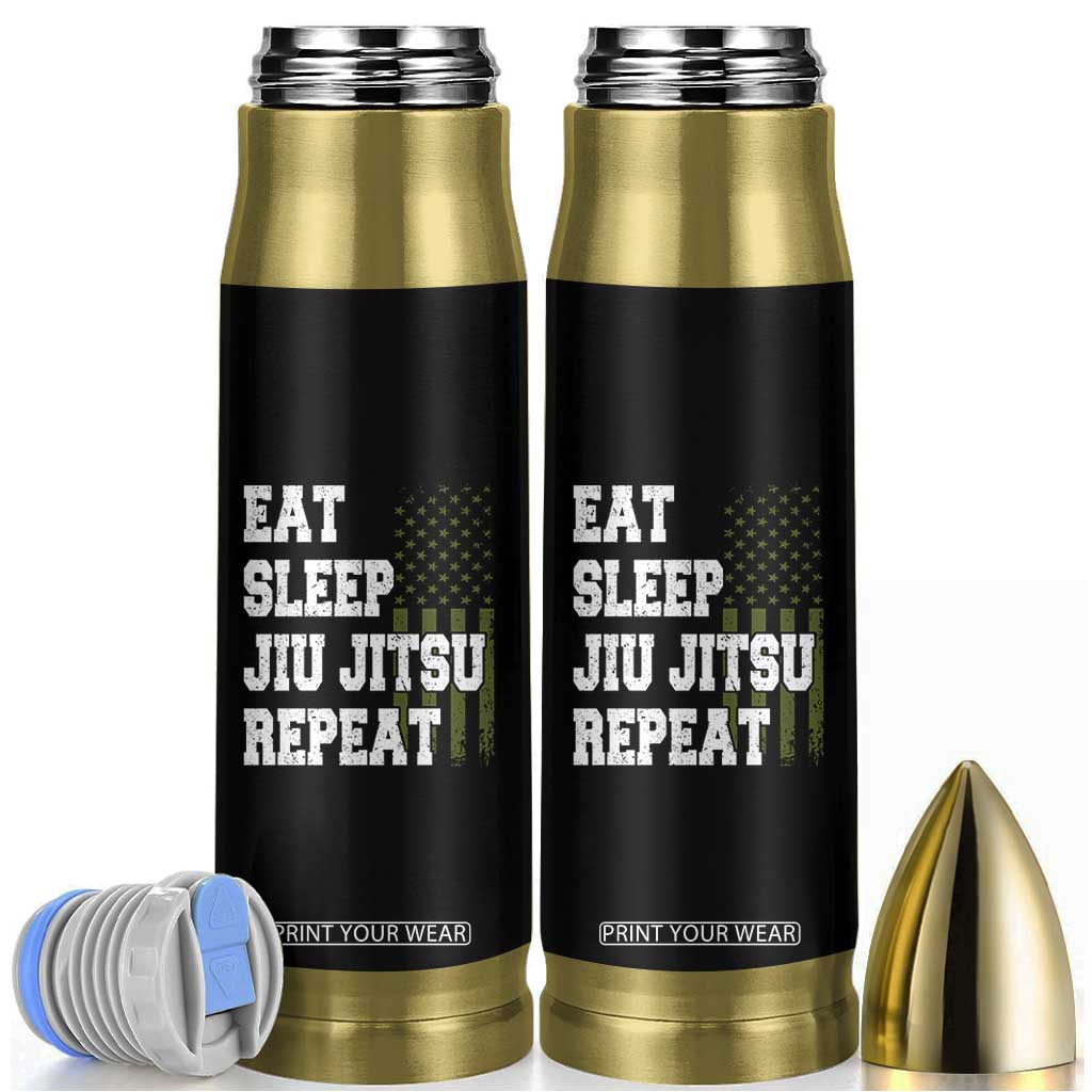 Eat Sleep Jiu Jitsu Repeat Bullet Tumbler Cool JiuJitsu BJJ American Flag TS10 Black Print Your Wear