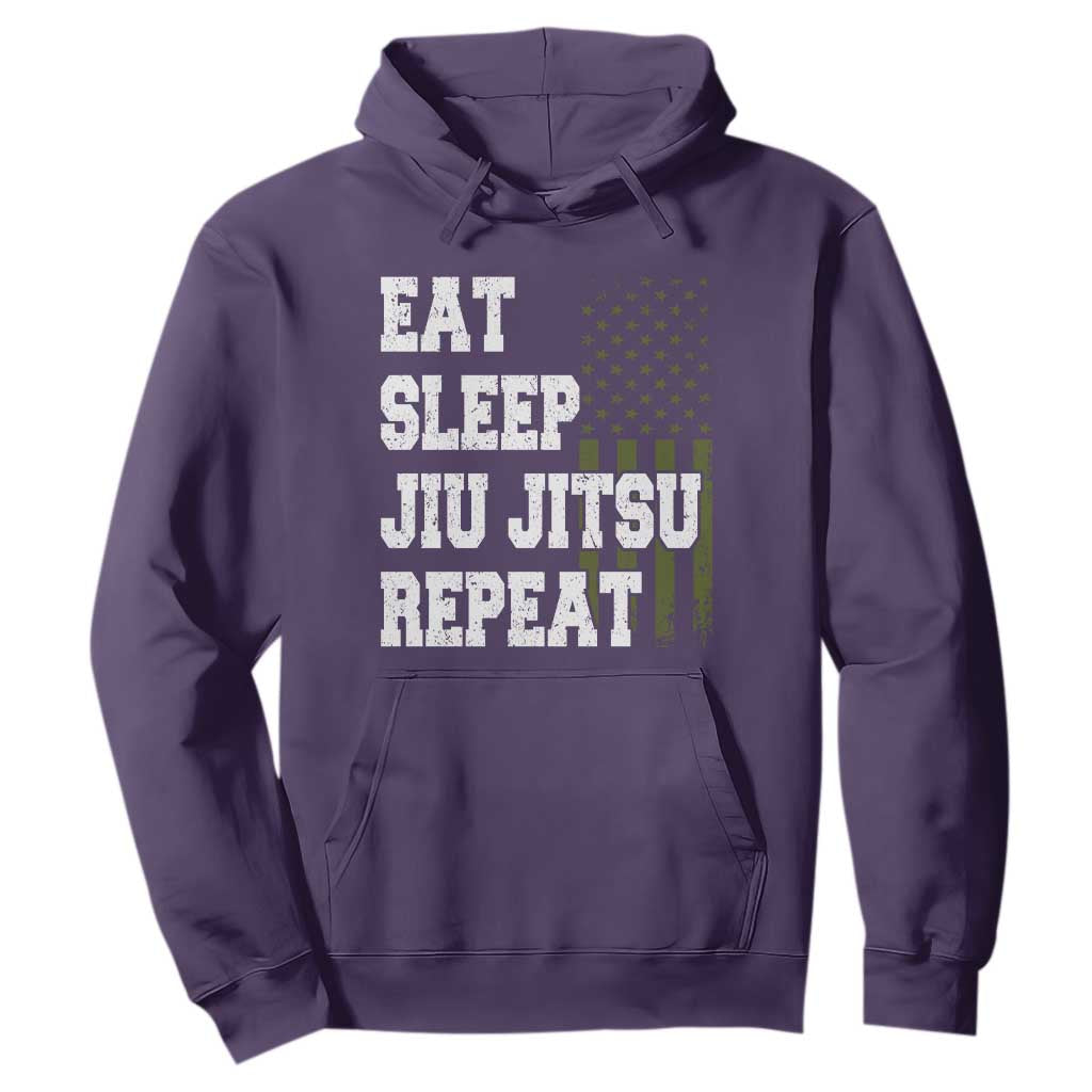 Eat Sleep Jiu Jitsu Repeat Hoodie Cool JiuJitsu BJJ American Flag TS10 Purple Print Your Wear