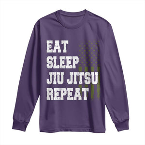 Eat Sleep Jiu Jitsu Repeat Long Sleeve Shirt Cool JiuJitsu BJJ American Flag TS10 Purple Print Your Wear